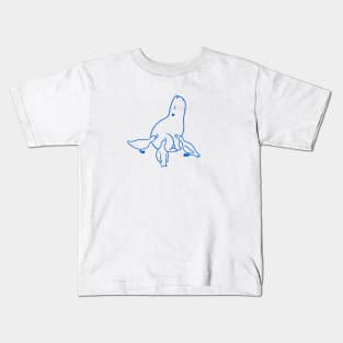 Capybara chilling with Ducks in blue ink Kids T-Shirt